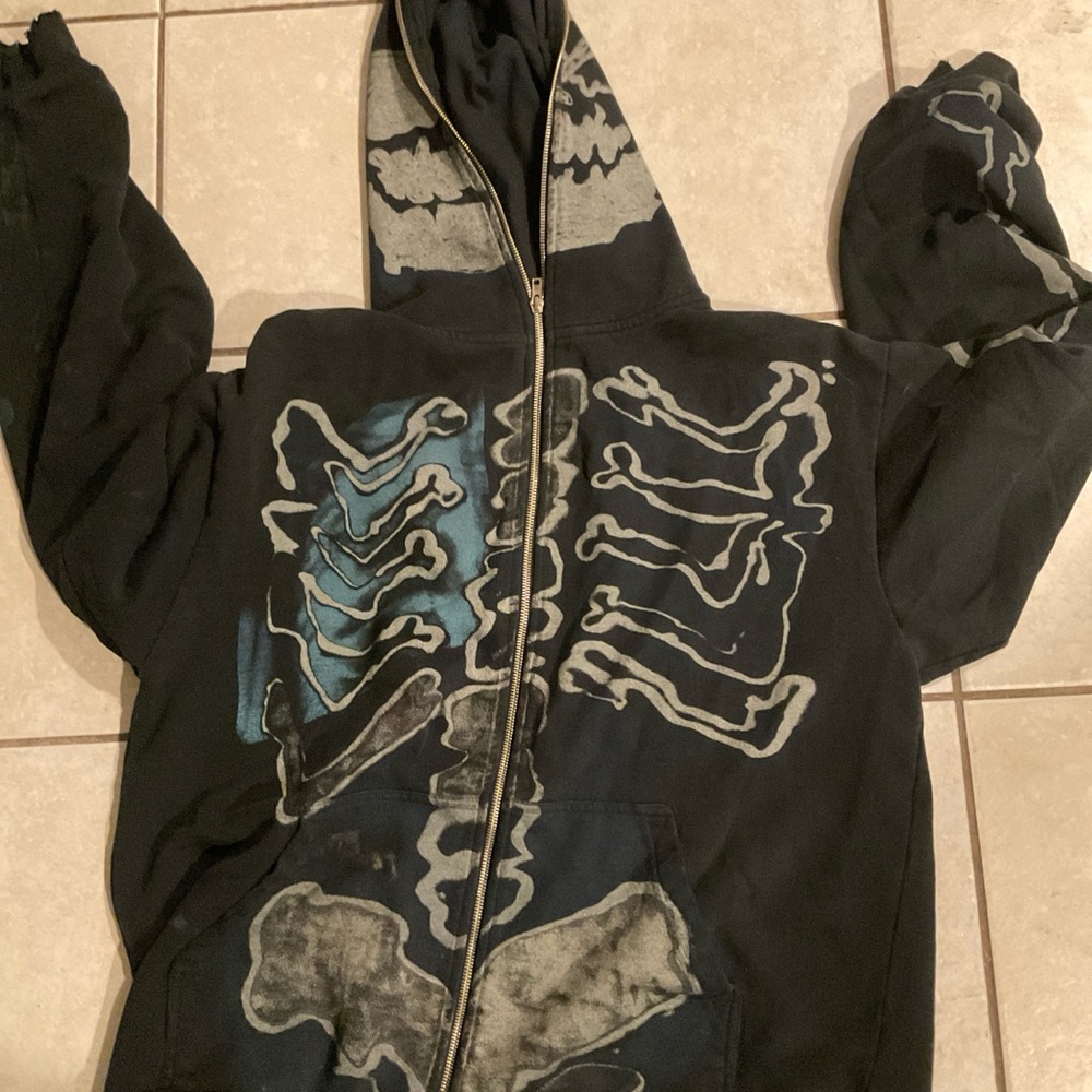 Black Skeleton cactus jack Zip-Up Hoodie